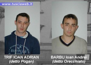 Gli arrestati Adrian Ioan Trif e Andrei Ioan Barbu