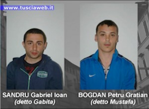 Gli arrestati Sandru Gabriel Ioan e Petru Gratian Bogdan