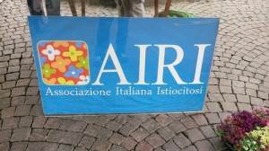 Lo stand dell'Airi a piazza delle Erbe