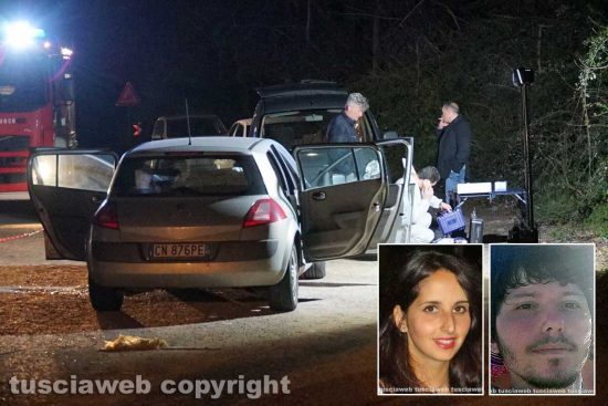 Orte - L'auto del femminicidio - suicidio e nei riquadri Silvia Tabacchi e Francesco Marigliani