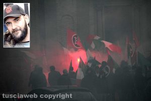 Vallerano - La manifestazione di Casapound contro la violenza - Nel riquadro Jacopo Polidori