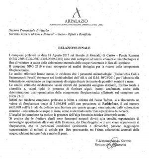 Montalto di Castro - La relazione di Arpa Lazio sulla qualità delle acque del mare