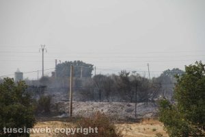 Viterbo - Incendio in strada Ponte del Diavolo