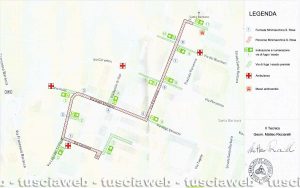 Viterbo - Santa Barbara - Il percorso della minimacchina di Santa Rosa