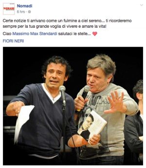 Il post dei Nomadi sulla morte di Massimo Stendardi