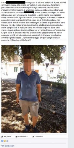 L'appello su Facebook per aiutare il ventunenne