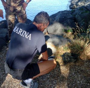 Lago di Bollsena - Ordigno bellico recuperato dai palombari della marina