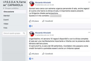 Gli annunci del prof pubblicati prima della festa del Pd