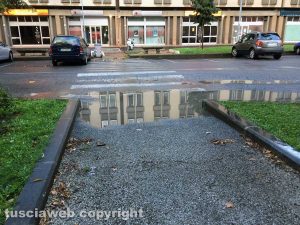 Viterbo - Irrigatori divelti in viale Trento