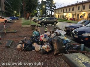 Viterbo - Irrigatori cumuli di spazzatura in viale Trento