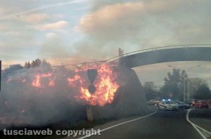 Montalto - Incendio vicino al ponte di legno - Foto di Gaetano Castelli
