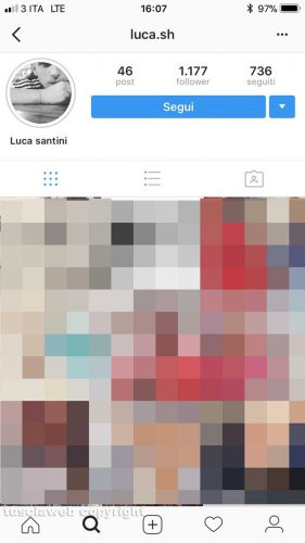 Il profilo Instagram con il nome utente "luca.sh" e il nome "Luca santini" che ha postato la foto