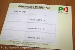 La scheda elettorale utilizzata all'ultimo congresso del Pd