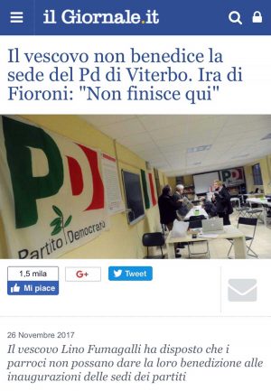 Giuseppe Fioroni si infuria con il vescovo di Viterbo - La notizia sul Giornale