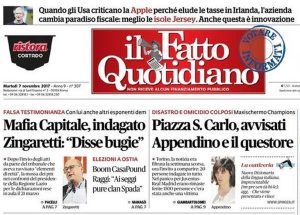 il Fatto quotidiano - In apertura la notizia su Zingaretti indagato per falsa testimonianza
