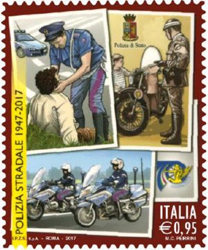 Il francobollo dedicato alla polizia stradale