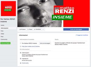 La pagina Facebook "Per Matteo Renzi Insieme"