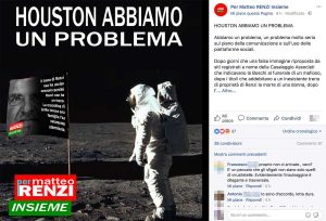Il messaggio poi pubblicato dalla pagina Facebook "Per Matteo Renzi Insieme"