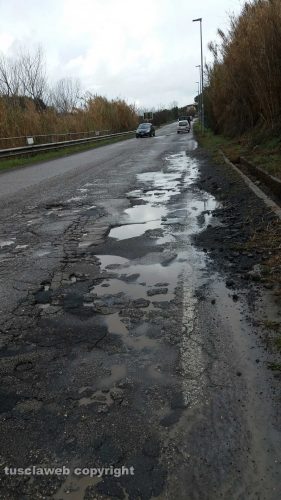 Viterbo - Le buche in strada Bagni
