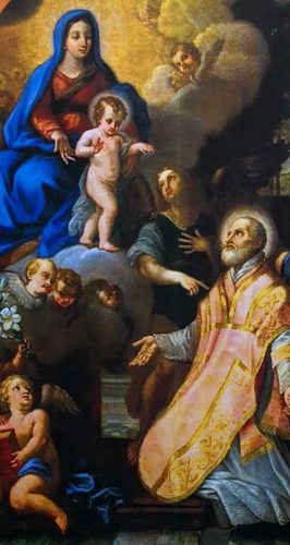 La tela settecentesca “Madonna con Bambino appare a San Filippo Neri”