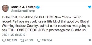 Stati Uniti - Il tweet di Donald Trump sul clima