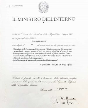 Ermenegildo Rossi - Il riconoscimento