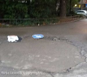 Viterbo - Segnali stradali a terra a viale Trento