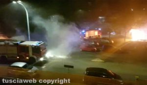 Viterbo - Santa Barbara due autocarri in fiamme