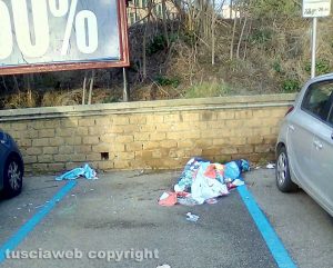 Viterbo - Viale Raniero Capocci - Rifiuti nel parcheggio a pagamento