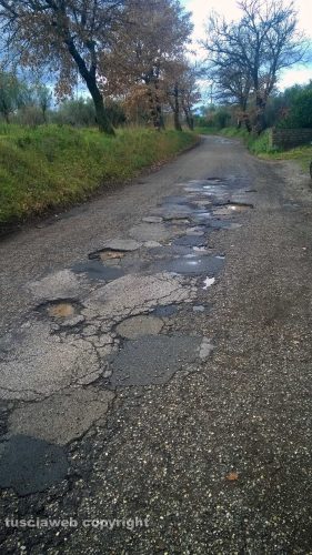 Viterbo - Dissesto e buche in strada Salamaro