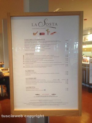 Menu e prezzi di Eataly sull'autostrada del sole