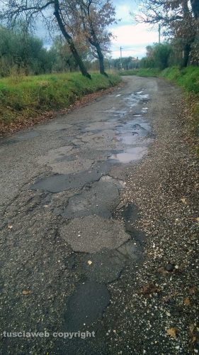 Viterbo - Dissesto e buche in strada Salamaro