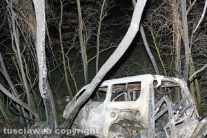 Viterbo - Pulmino in fiamme sulla Tuscanese