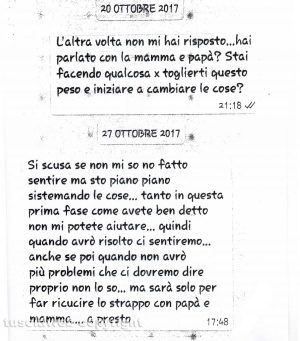 Delitto di Santa Lucia - I messaggi tra Ermanno Fieno e la sorella Anna Rita del 20 e 27 ottobre 2017