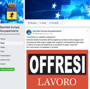 L'annuncio apparso su Sportello Europa Acquapendente 