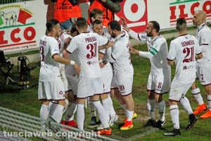 Sport - Calcio - L'esultanza dei calciatori del Livorno
