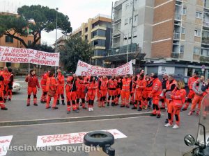 Protesta del 118 - Sit-in dei lavoratori dell'emergenza davanti alla regione Lazio
