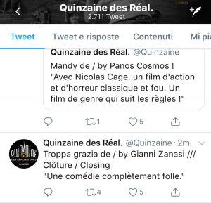 Il tweet che ufficializza la partecipazione