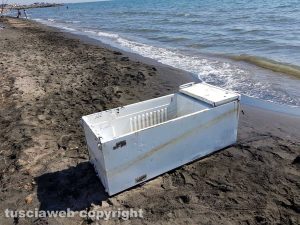 Tarquinia - Un frigorifero recuperato al lido