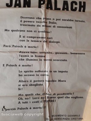 Un manifesto su Jan Palach