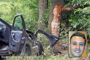 Viterbo - L'incidente mortale sulla Cimina - Nel riquadro Alessio Forliti