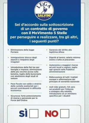 Contratto di governo - La scheda della Lega per votare
