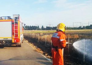 Tarquinia - Incendio in un campo di grado in località Farnesiana - L'intervento della protezione civile