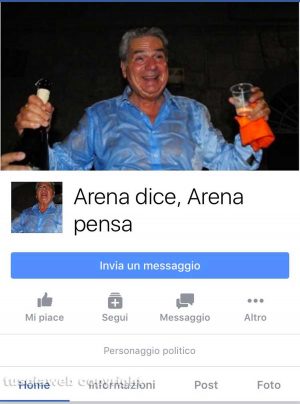 La pagina Facebook "Arena dice Arena pensa"