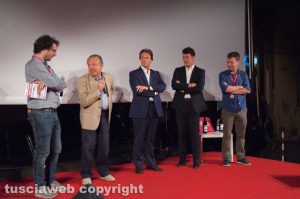 Bagnoregio - Da sinistra a destra: Glauco Almonte direttore artistico Civita Cinema, Flavio Verzaro direttore Museo Taruffi, il sindaco Francesco Bigiotti, il vicesindaco Luca Profili, Vaniel Maestosi direttore Civita Cinema