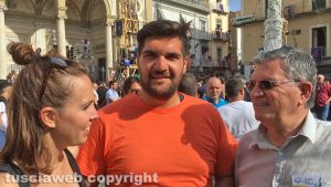 Martina Brachetti con Tommaso Foglia e Giuseppe Brachetti alla festa dei Gigli di Nola