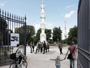 Viterbo - Il rendering del parco delle macchine di Santa Rosa 