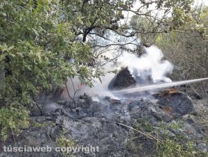 Viterbo - Incendio di bosco e sterpaglie a Fastello
