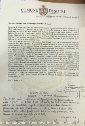 Sutri - L'esposto di Vittorio Sgarbi ai carabinieri 