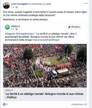 Il profilo falso su Facebook di Lino Fumagalli